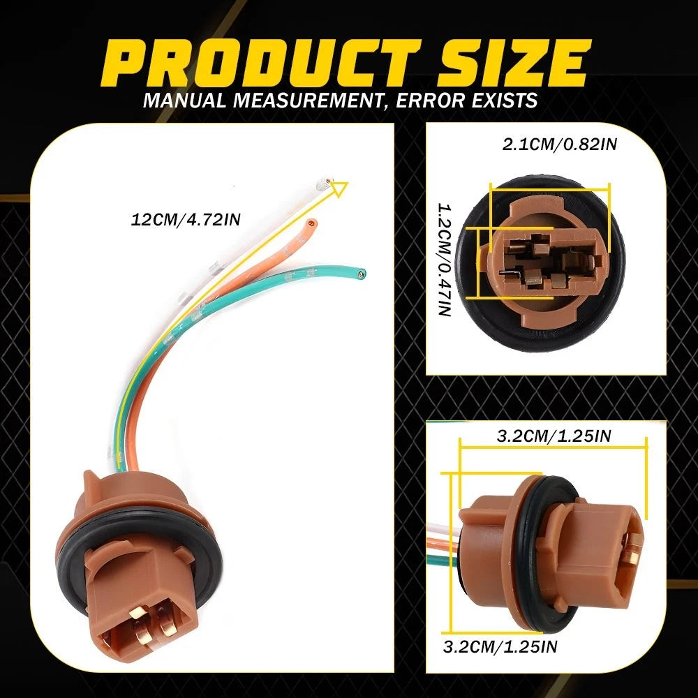 2X 1157 Female Socket Pigtail Wire Harness for EV (Replace 7443)