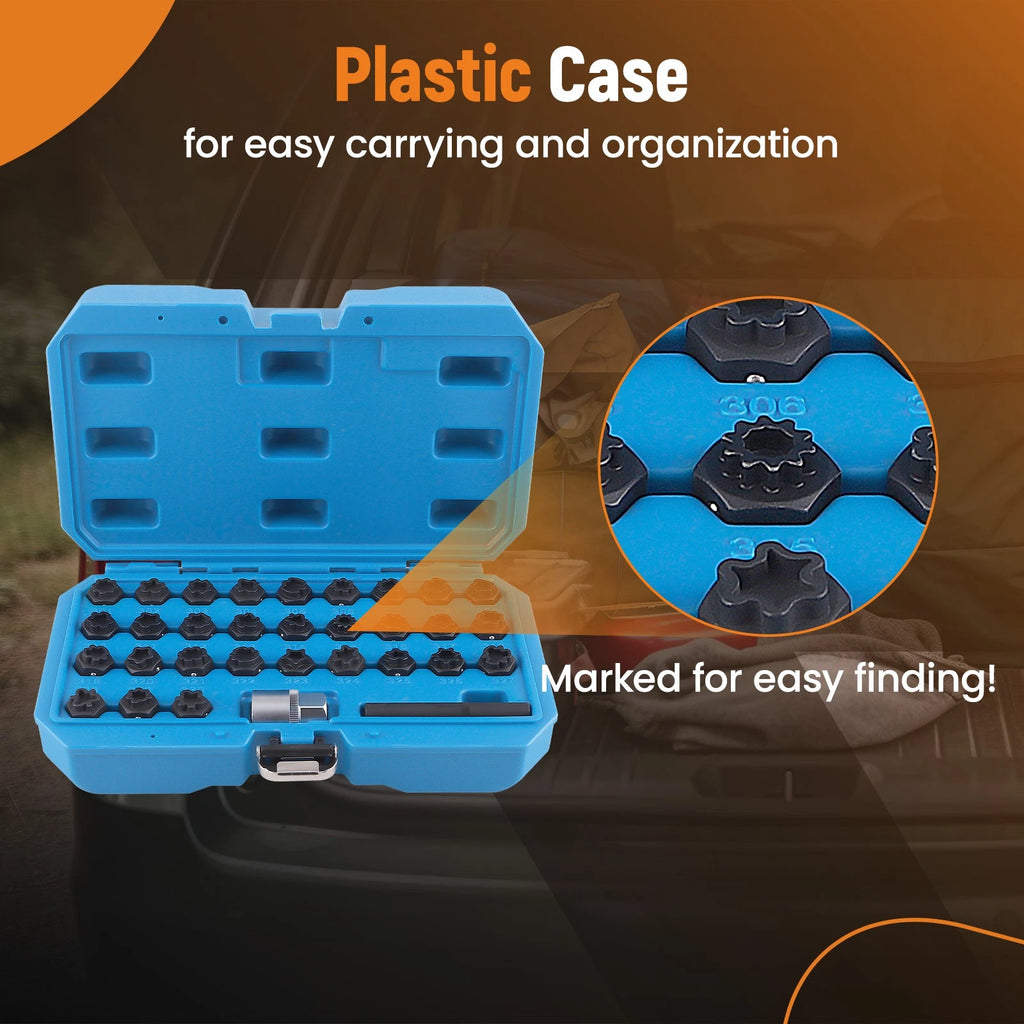 32PC Wheel Lock Anti-Theft Lug Nut Removal Tool for Mercedes-Benz
