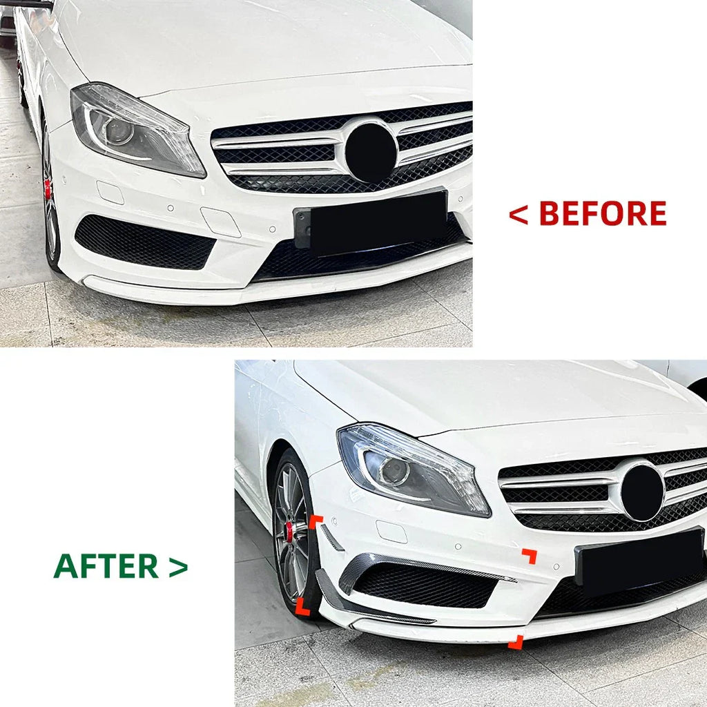 6x Front Bumper Side Canards Splitters AMG Line for Benz A-Class (2013–2015)