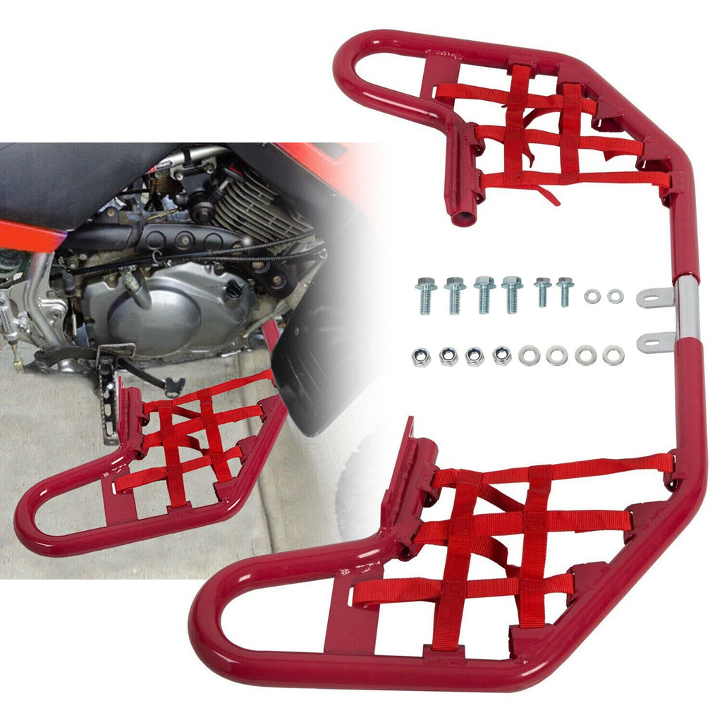 Red Nerf Bars w/ Nets for Yamaha Warrior 350 YFM350X (1987–2004)