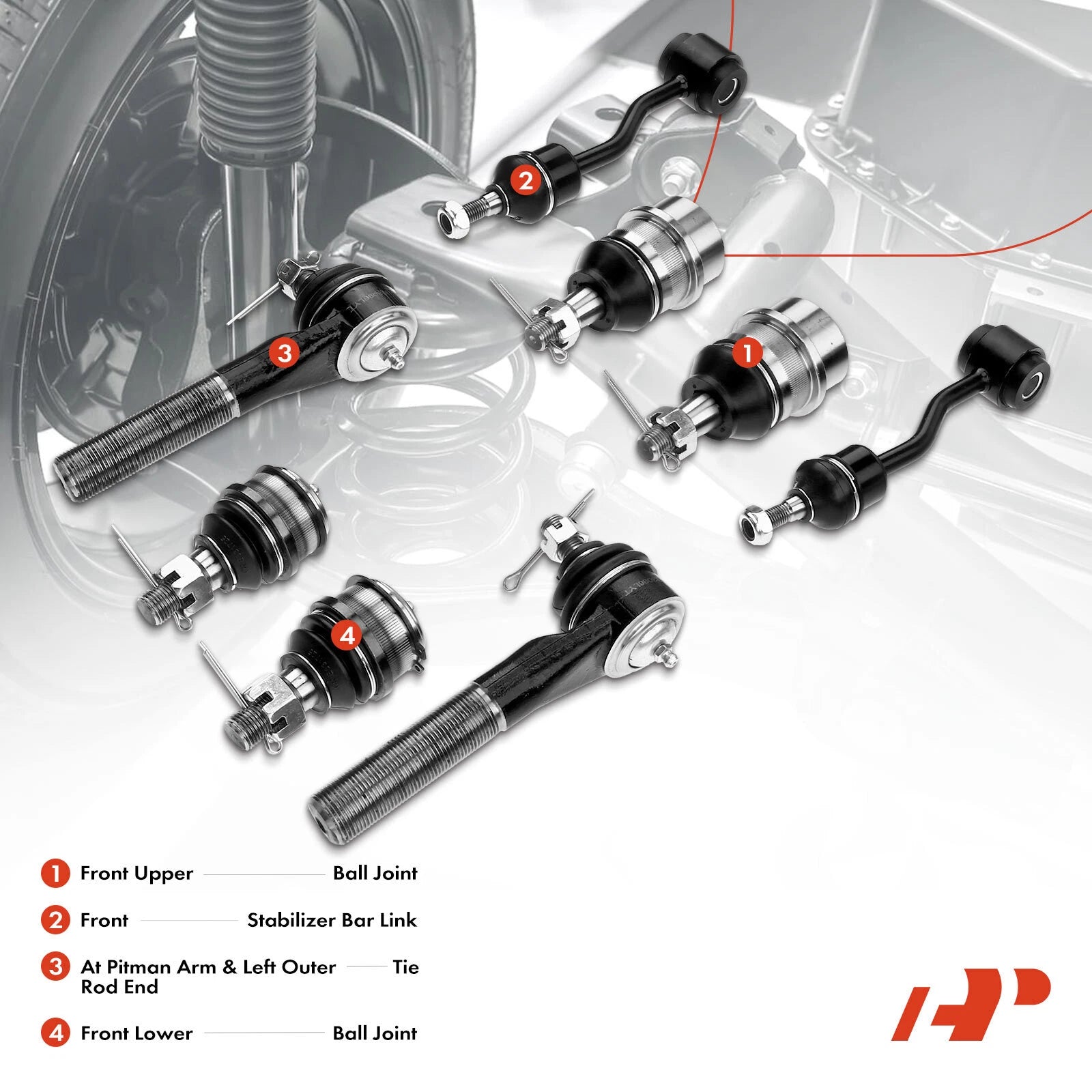Set of 8 Front Sway Bar Link Ball Joints for Jeep Grand Cherokee