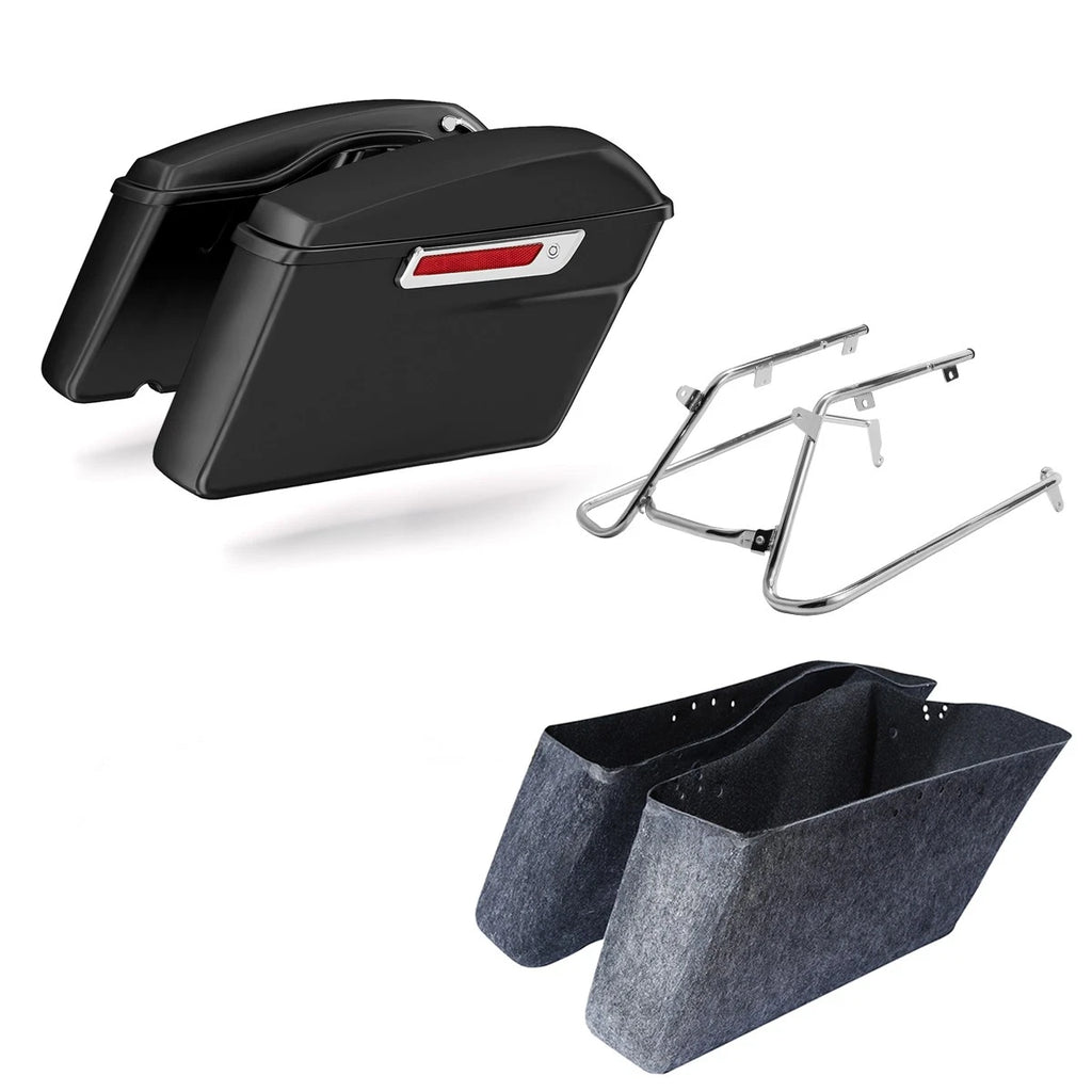 Matte Black Hard Saddlebags & Conversion Brackets for Harley Fat Boy (2018–2025)