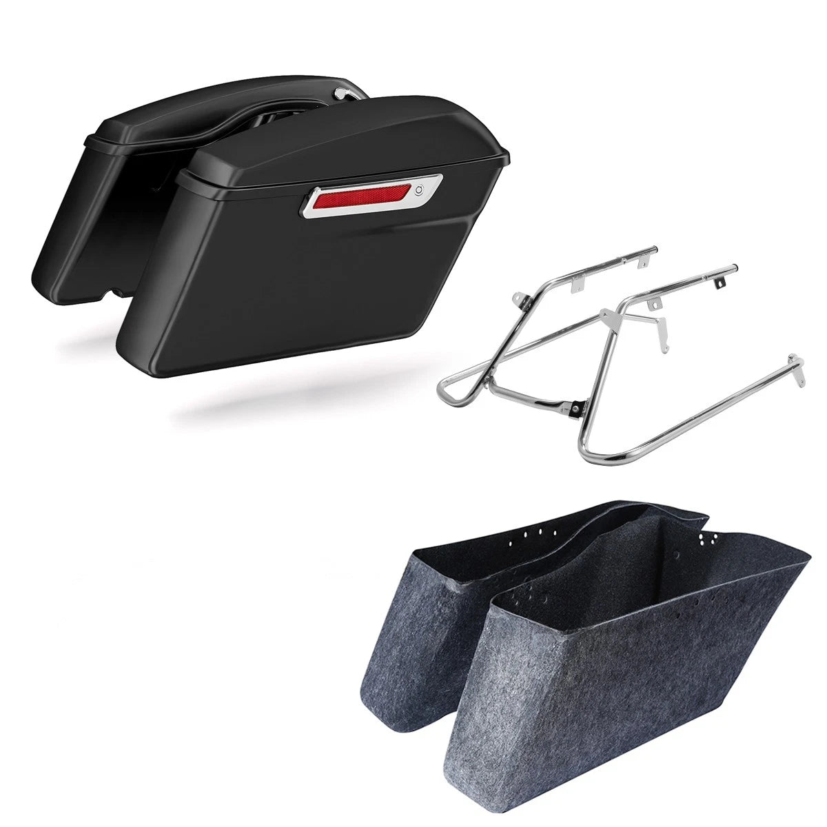Matte Black Hard Saddlebags & Conversion Brackets for Harley Fat Boy (2018–2025)