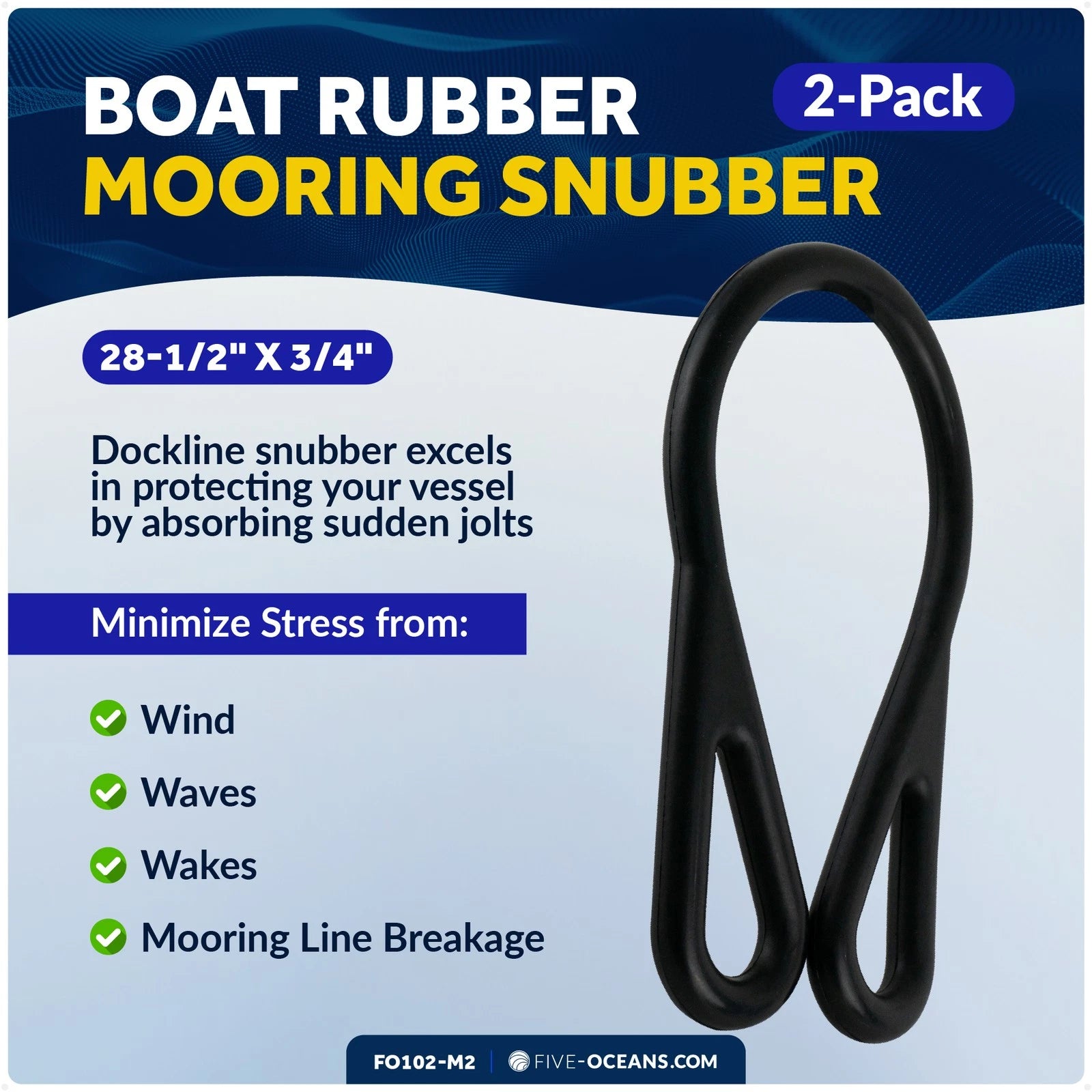 Set of 2 Rubber Mooring Snubbers for Marine Boat (28-1/2 inches)