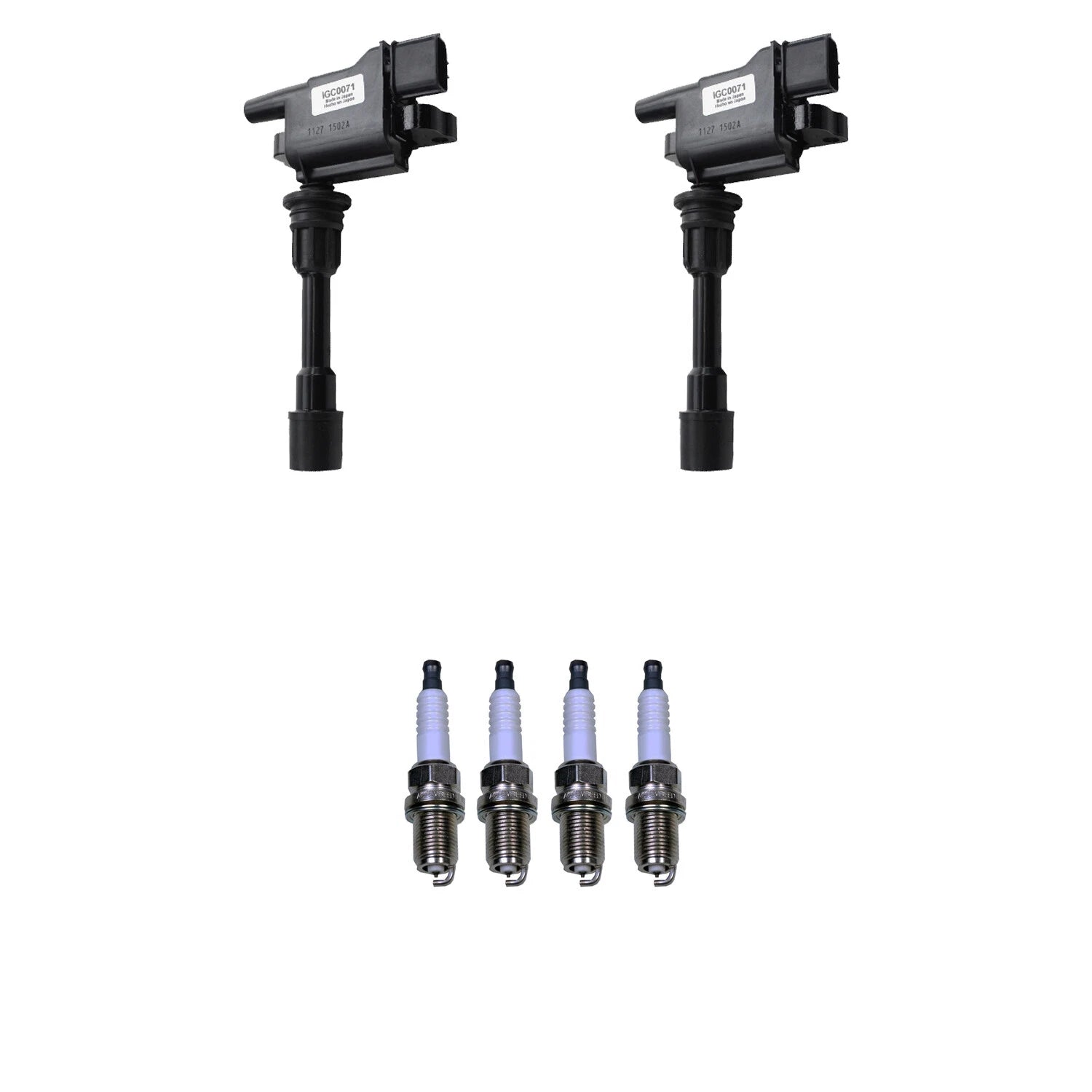Set of 2 Ignition Coils & 4 Denso Spark Plugs for Mazda Protege (1999–2003)