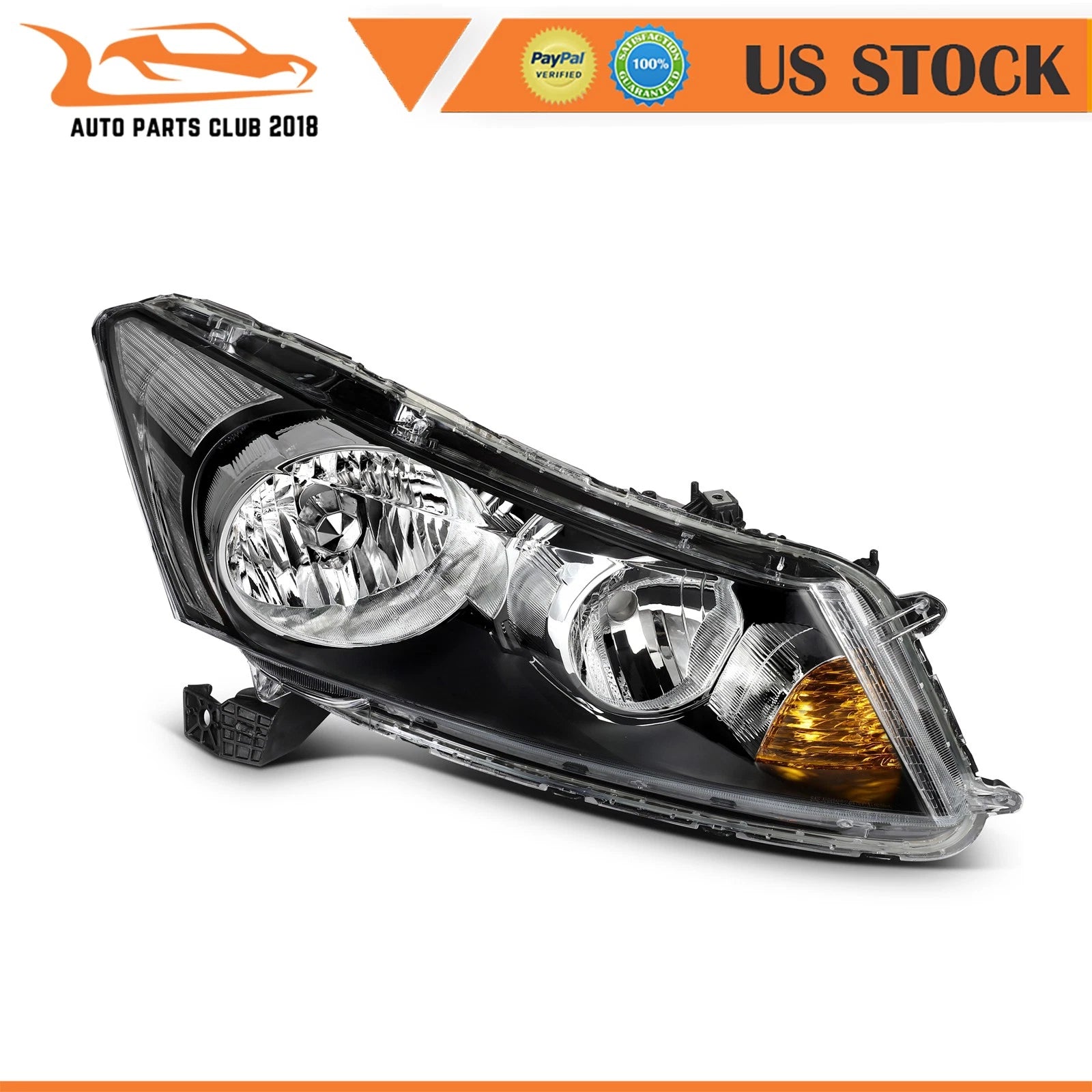 Set of 2 Black Housing Headlights Assembly for Honda Accord 2008–2012 L+R