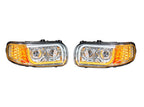Pair LED Headlights with Dual Function Halo for Peterbilt 388 389 567 (2010–2016)