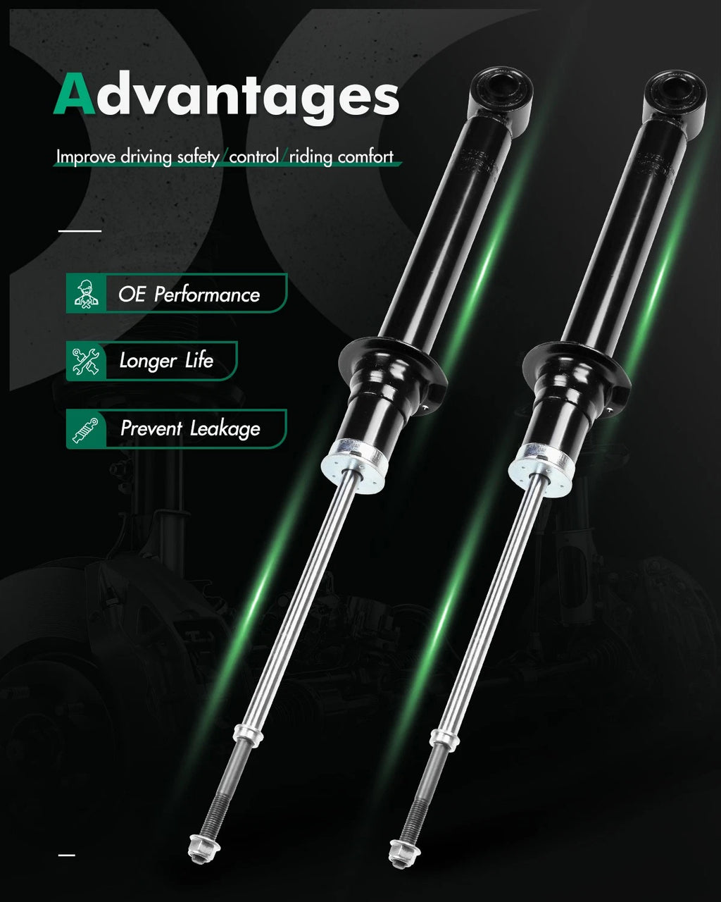 Set of 2 Rear Shocks Struts for Mitsubishi Galant (1999–2003) 71313