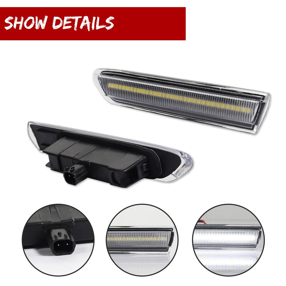 2X Clear Front White LED Side Marker Lights for Acura TL (2004–2008)