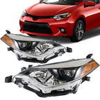 Set of 2 Halogen Clear Headlights for Toyota Corolla (2014–2016)