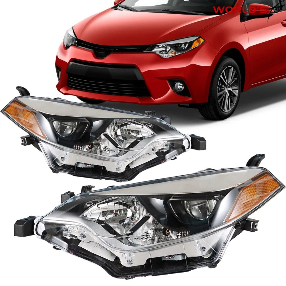Set of 2 Halogen Clear Headlights for Toyota Corolla (2014–2016)