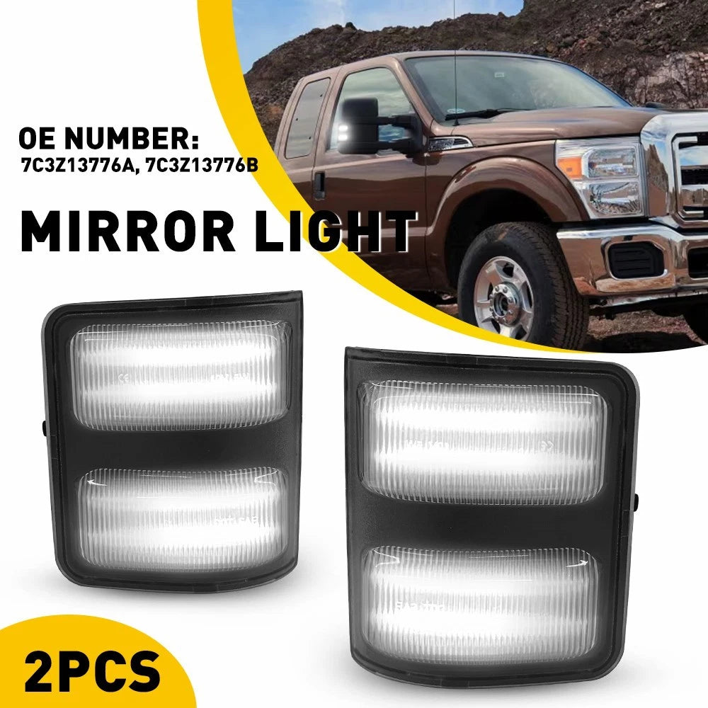 Clear Side Mirror LED Turn Signal Light for Ford F250 F450 Super Duty (H)