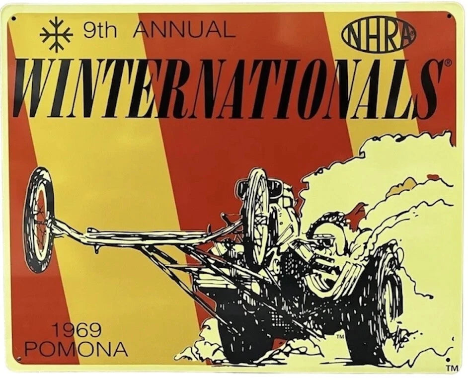 Metal Racing Sign for NHRA Winter Nationals 1969 Pomona, California