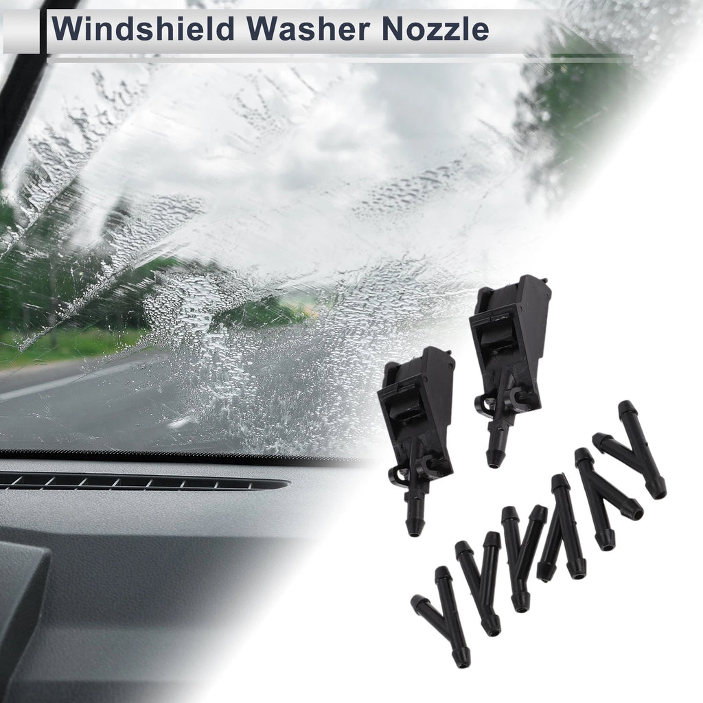Washer Nozzle Set of 6 w/ Hose Connector for Volkswagen (No. 6E0955985)