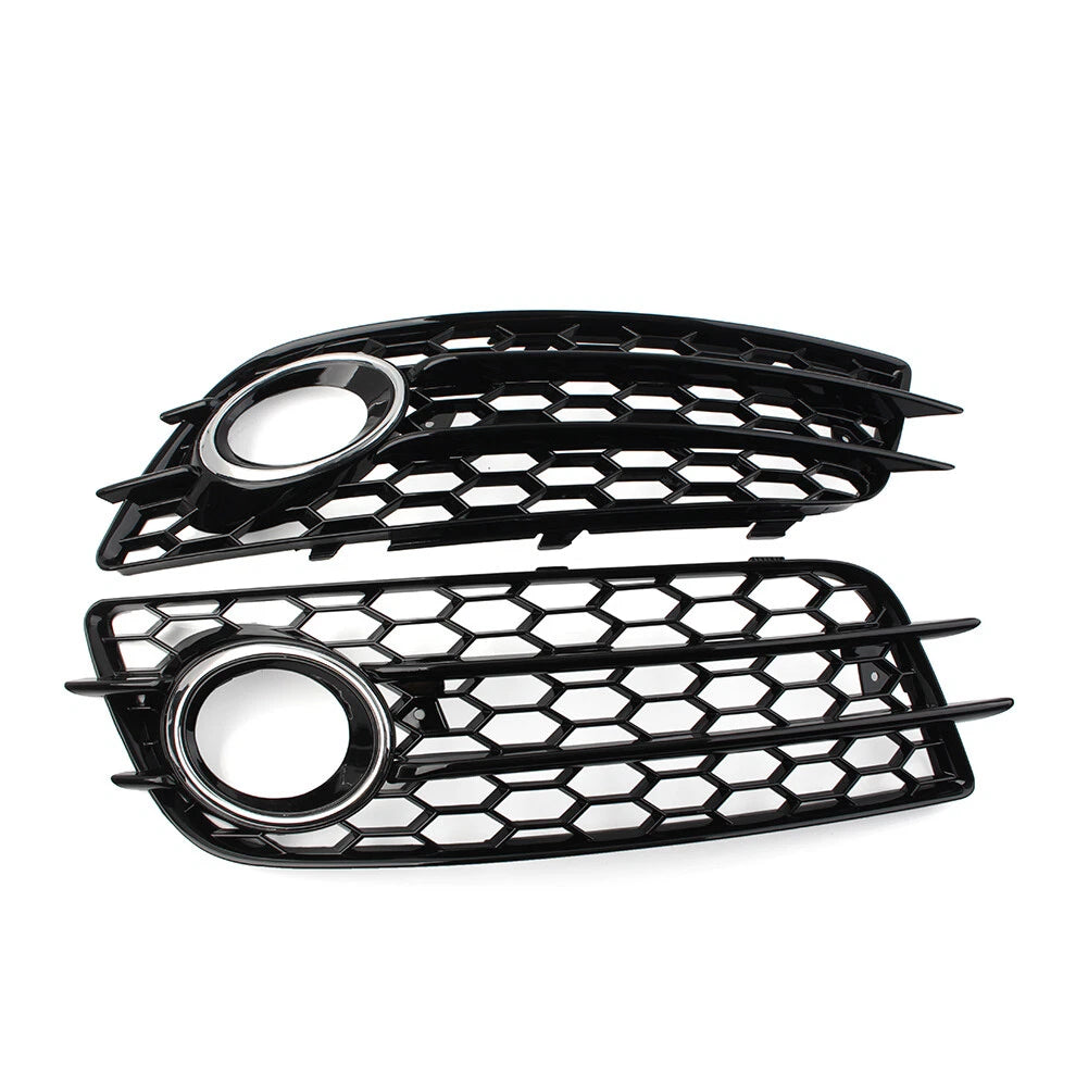 Pair Honeycomb Mesh Fog Light Grille Covers for Audi A4 B8 S4 (2008–2022)
