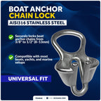 Boat Anchor Chain Lock for Marine-Grade Chains (Fits 3/8" - 1/2")