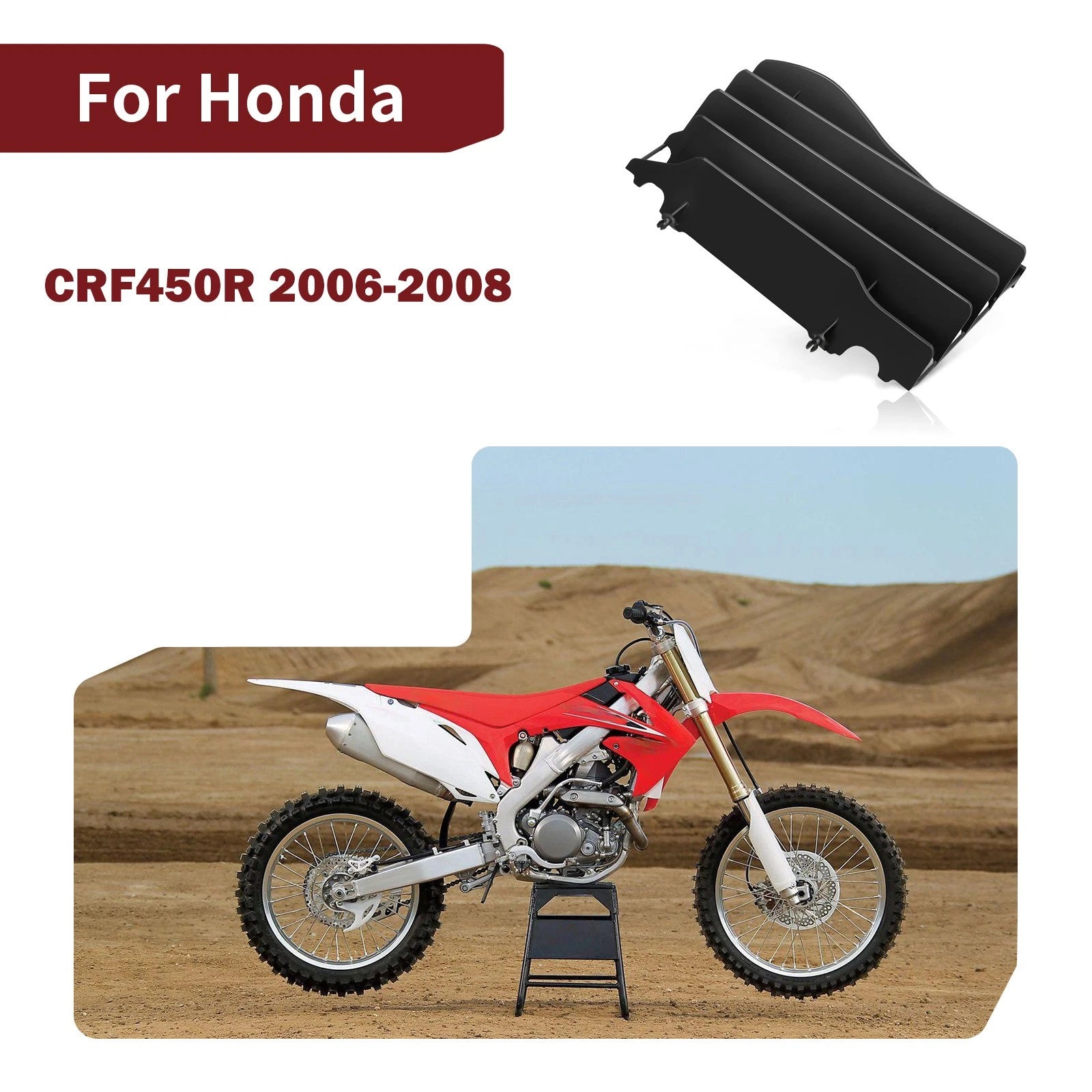 Left Radiator Grill for Honda CRF450R (2006–2008) 19034-MEN-A20 Black