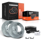 Rear Drilled Brake Rotors & Ceramic Pads for Chevy Silverado 3500 (2001–2023)