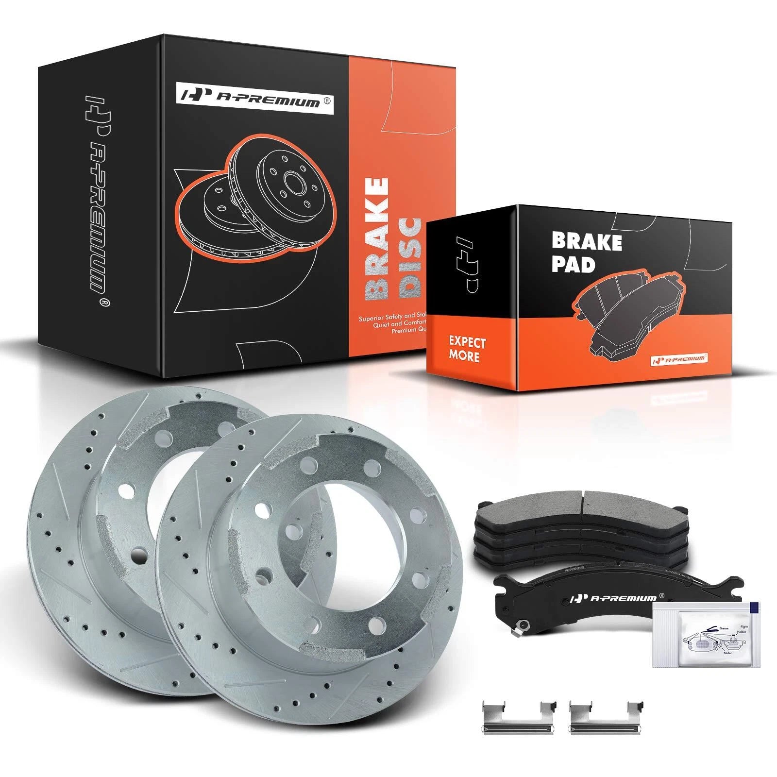 Rear Drilled Brake Rotors & Ceramic Pads for Chevy Silverado 3500 (2001–2023)