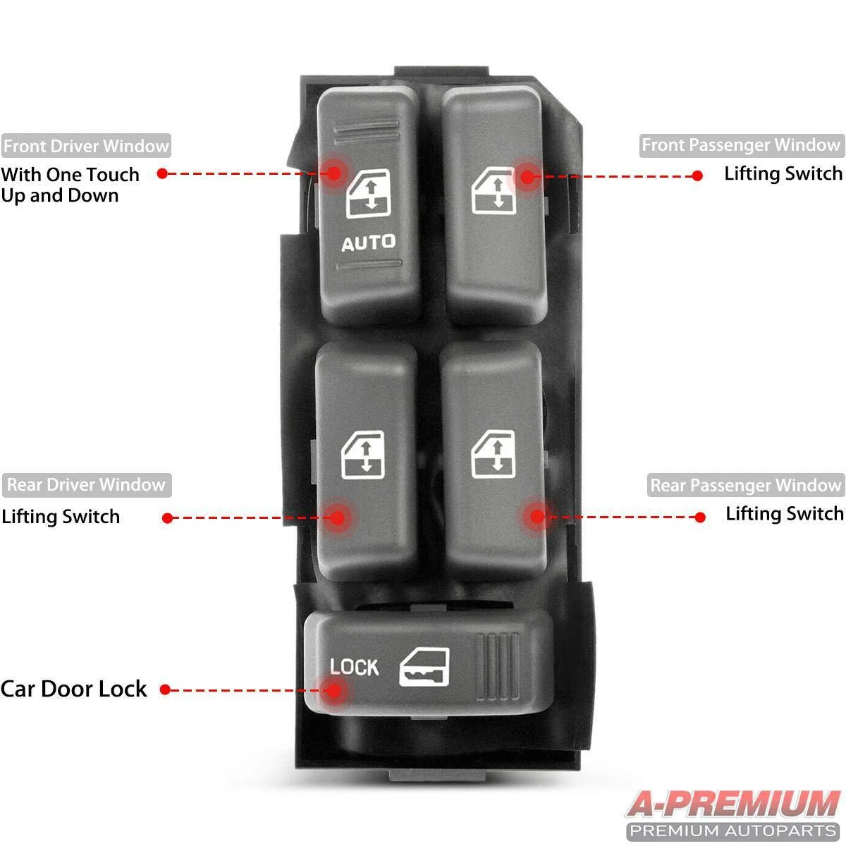 Power Window Switch for Chevy GMC C1500 K2500 Yukon Tahoe (1995-2000)