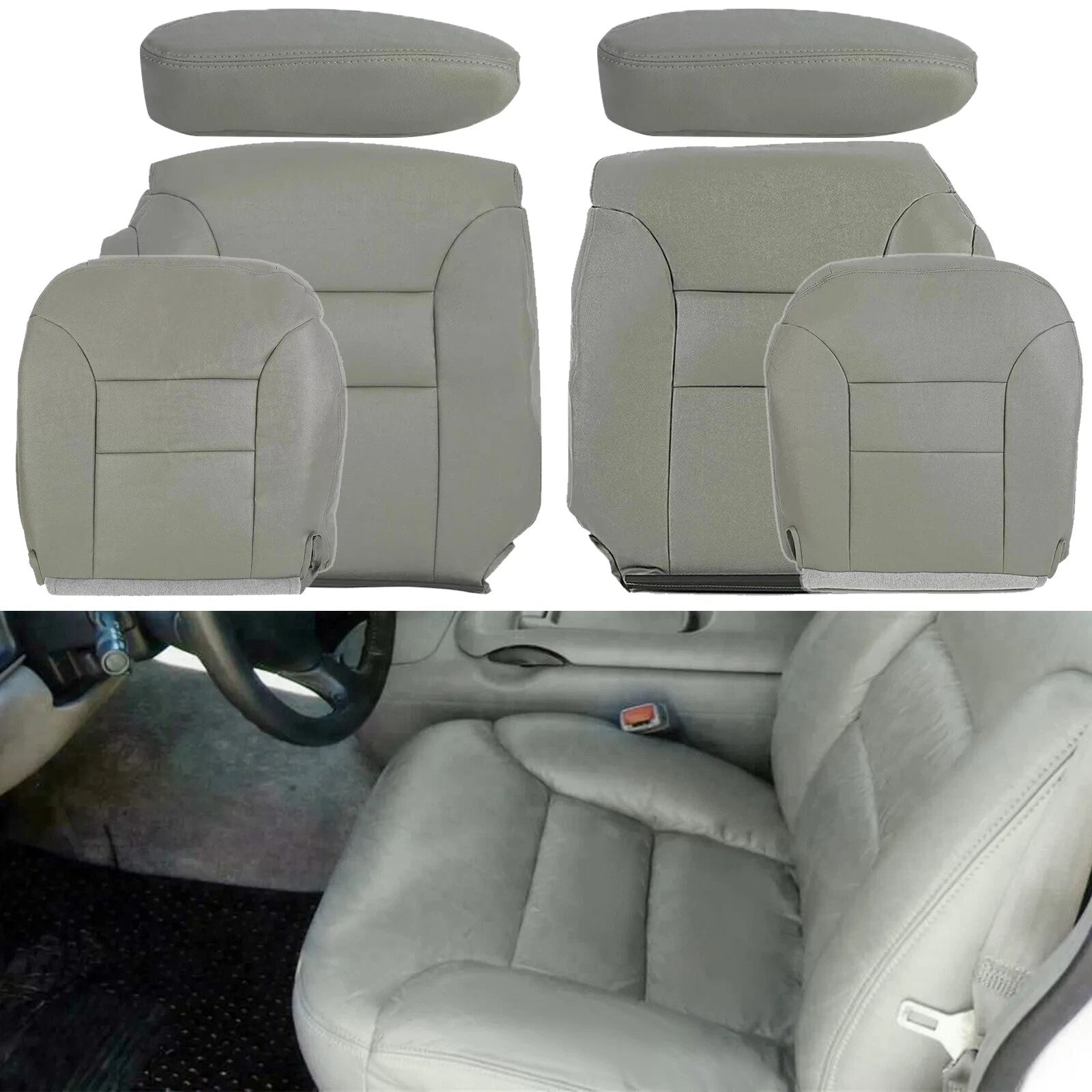 Set of 2 Seat Covers for 95-99 Chevy Tahoe (Front Bottom/Top)