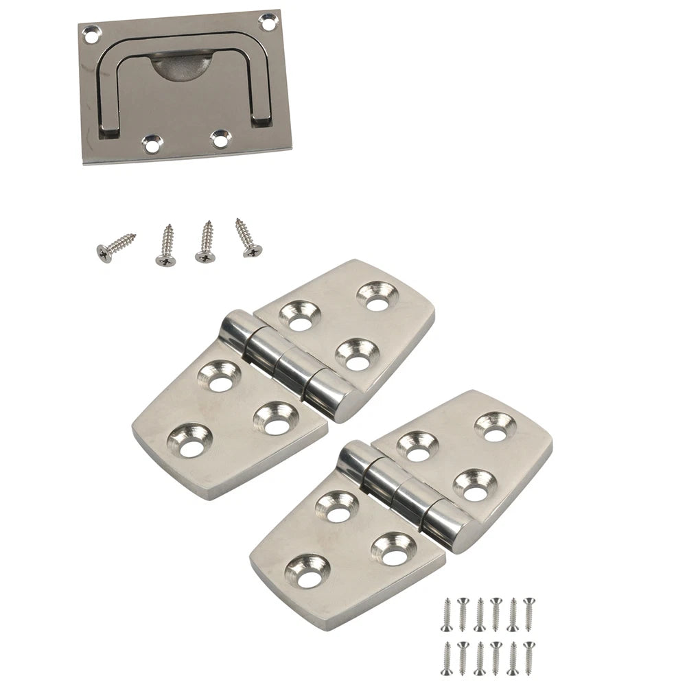 Boat Cabin Door Hinge Kit 316 SS for Heavy Duty Applications (4.5mm Thickness)