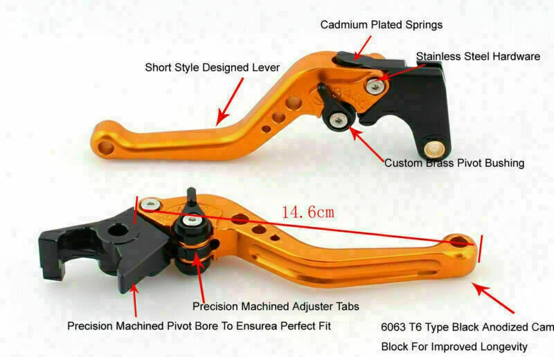 Short Brake Clutch Levers for Honda CBF1000 (2010–2013), VFR1200F (2016–2017) Gold T9