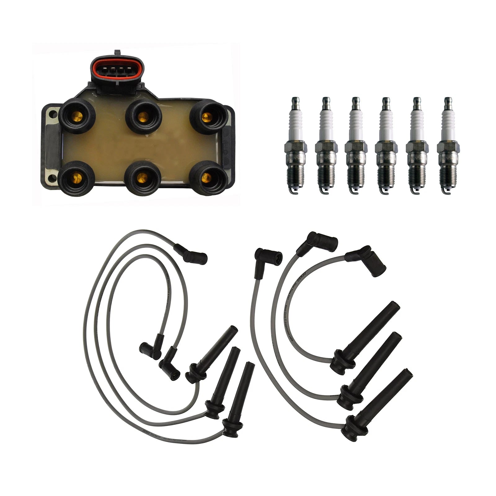 Set of 6 Denso Ignition Coil Wires & U-Groove Spark Plugs for Mazda MPV (1990–1998)