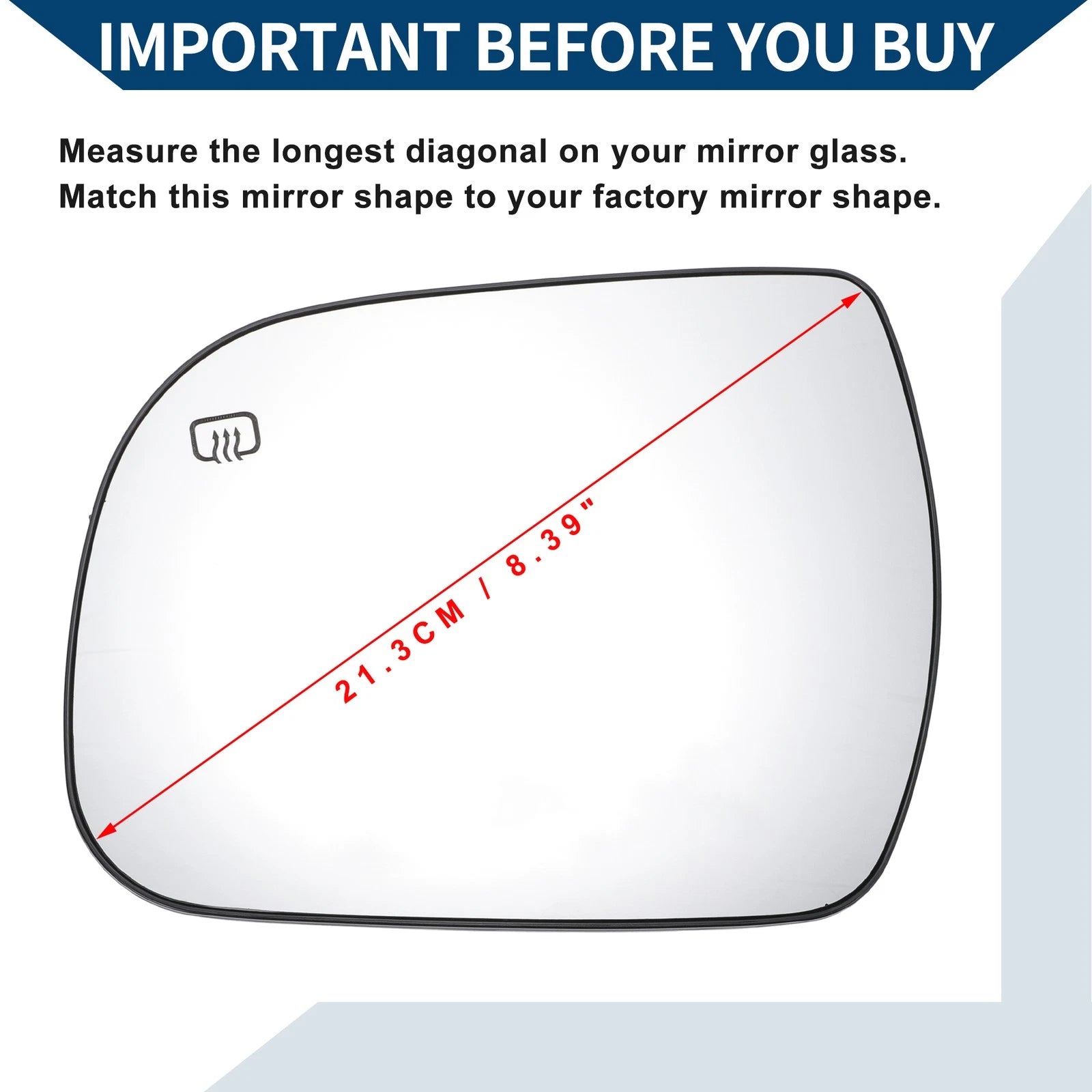 Heated Left Side Mirror Glass for Toyota Sienna (2011–2019)
