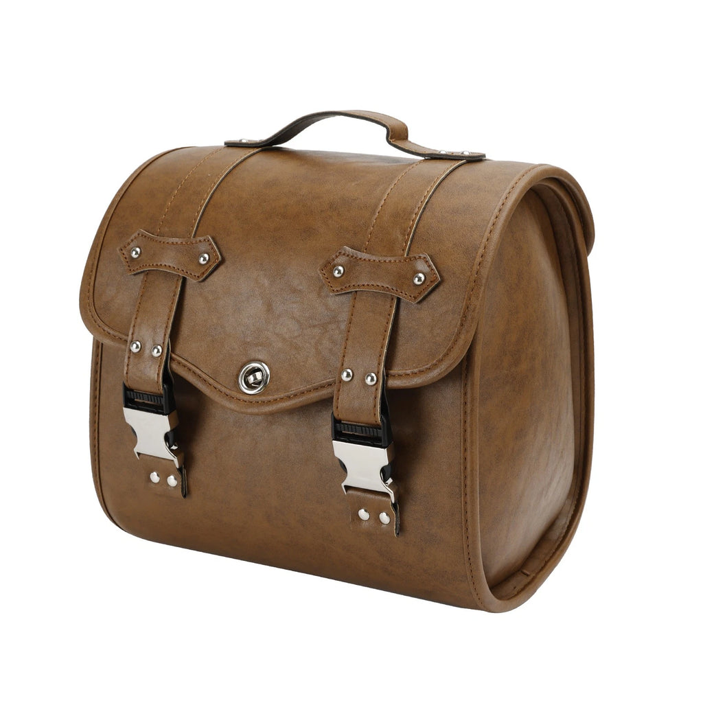 Saddlebag Side Storage Tool Bag for Universal Motorcycle (Quick Release, Brown)