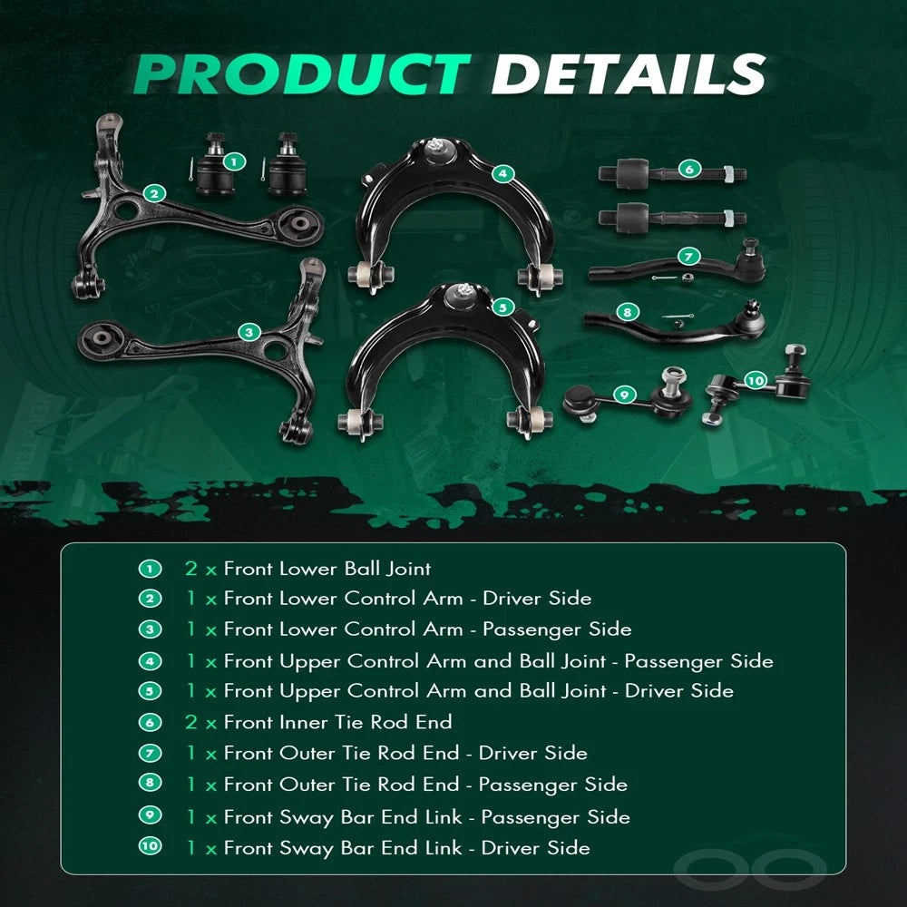 12-Piece Front Suspension Kit for Acura TSX Honda Accord (2003–2007)