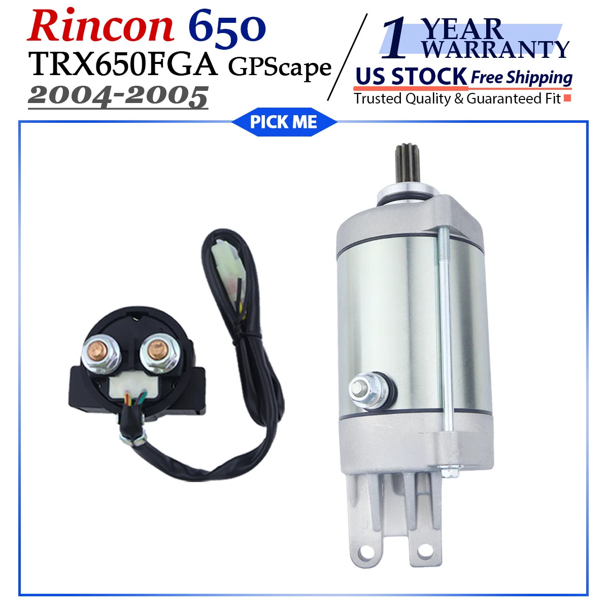 Starter with Relay for Honda TRX650FGA FourTrax Rincon 650 (2004–2005)