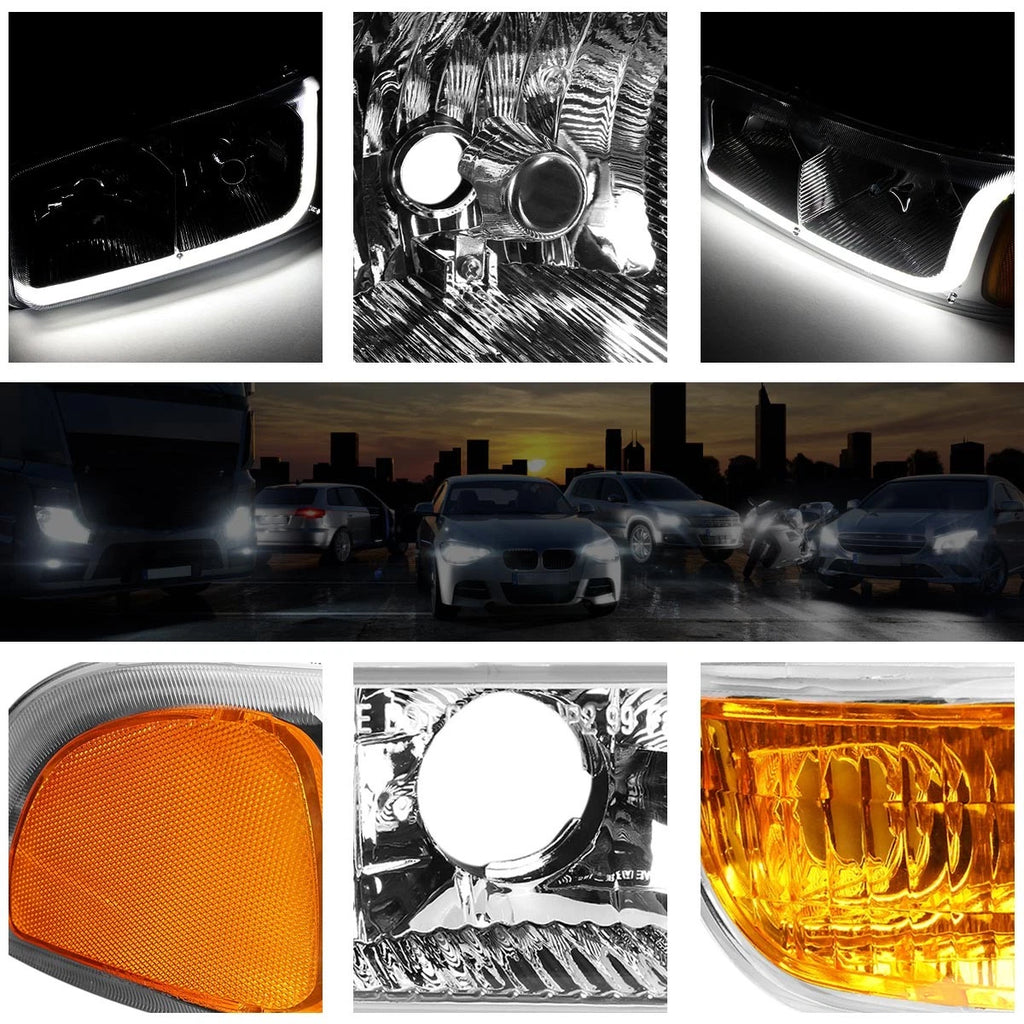 LED DRL Headlight with Bumper Signal Lamps for GMC Sierra/Yukon (1999–2007)