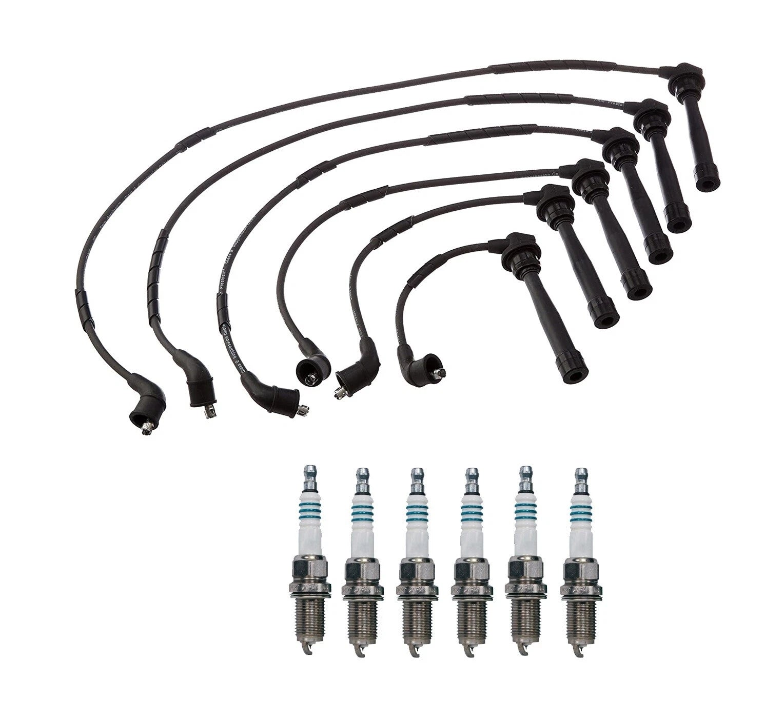 Denso 7mm Wire Set & 6 Iridium Power Spark Plugs for Hyundai Kia 2.7L V6