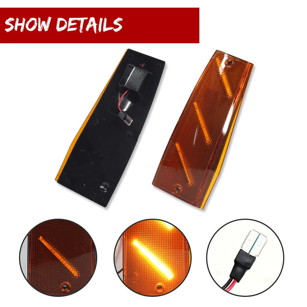 2X Amber LED Side Marker Lights for Jeep Cherokee Comanche Wagoneer (1984–1996)