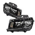 Pair Halogen Headlights for Chevy Camaro (2014–2015) - Black, With Bulbs