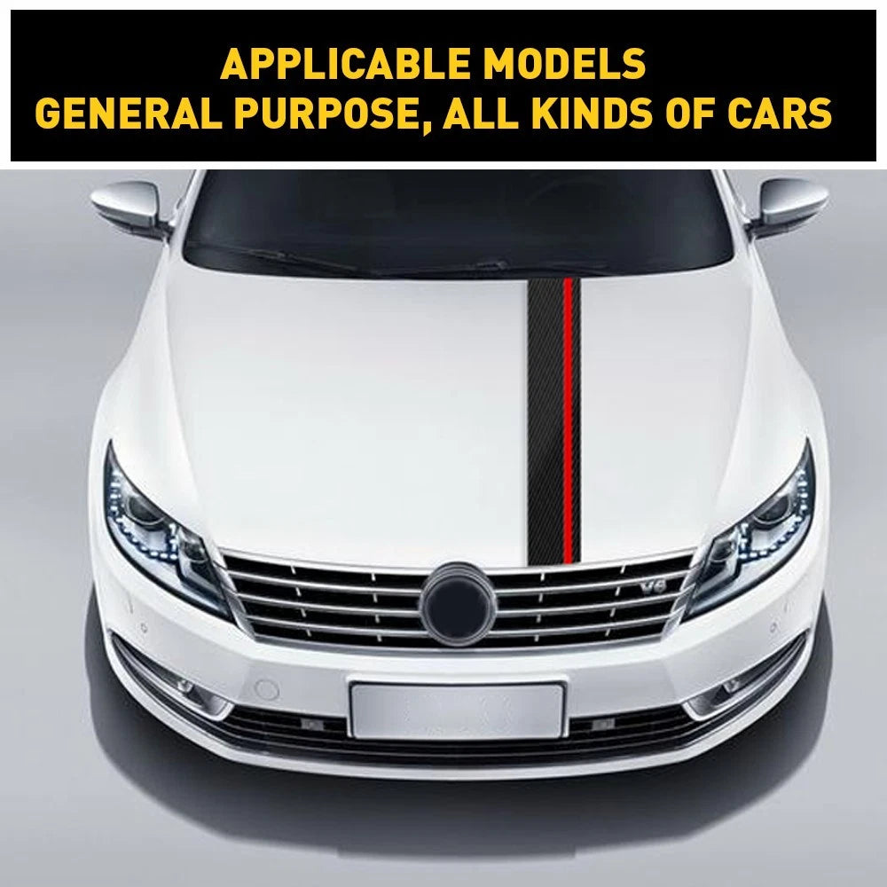 Car Stripes Racing Rally Front Hood Carbon 5D Fiber Decal Wrap for Universal