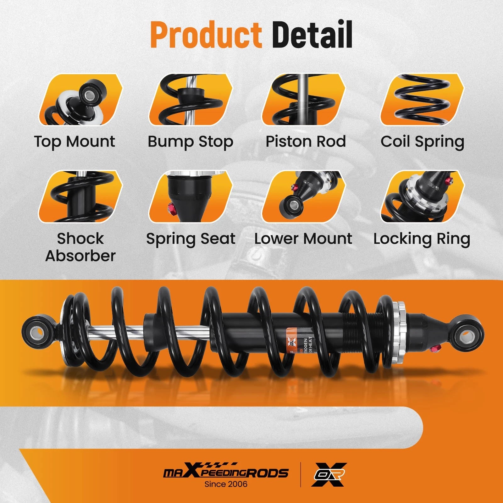2X Front Shock Strut Absorber Kit for Arctic Cat 500 TRV 500 (2013–2020)