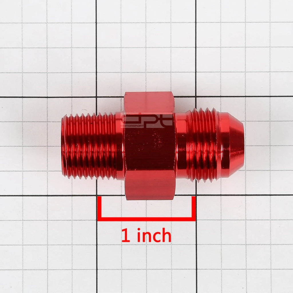 Red 8-AN Flare to 3/8" NPT Fitting Coupler Adapter with 1/8" Port