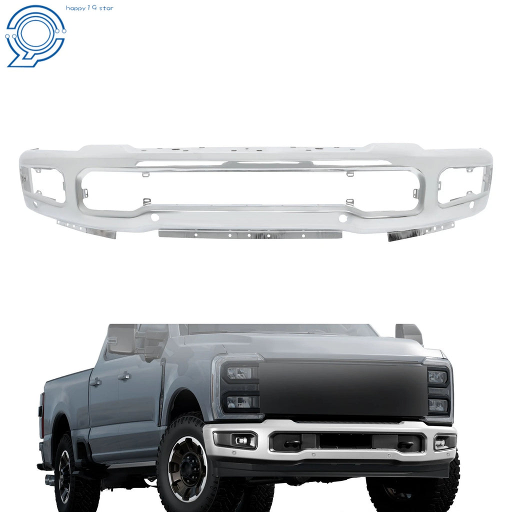Chrome Front Bumper for Ford F250 F350 (2023–2025) with Fog & Sensor Holes
