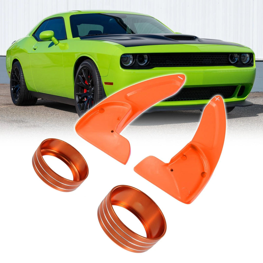 Orange Interior Paddle Shifter AC Volume Knob Cover Ring Trim for Dodge Charger (2011–2023) 745065577936