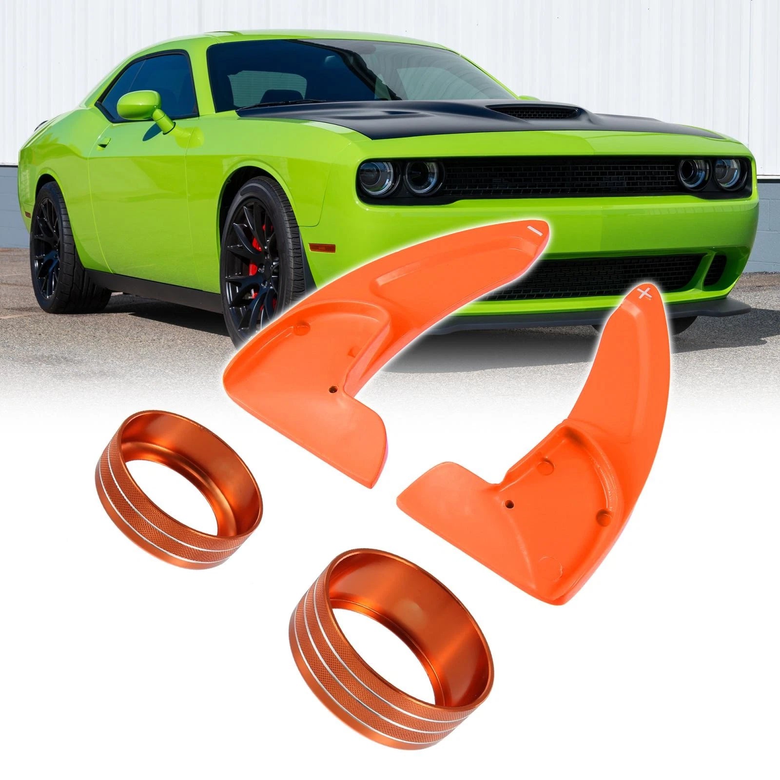 Orange Interior Paddle Shifter AC Volume Knob Cover Ring Trim for Dodge Charger (2011–2023) 745065577936