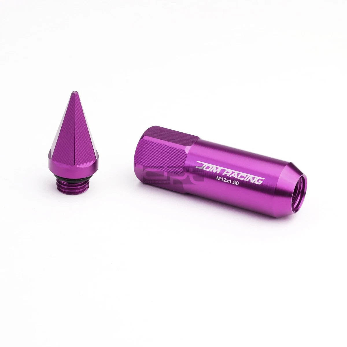 20X M12X1.5 90MM Tall 20MM OD Purple Aluminum Spike Cap Lug Nuts + Adapter