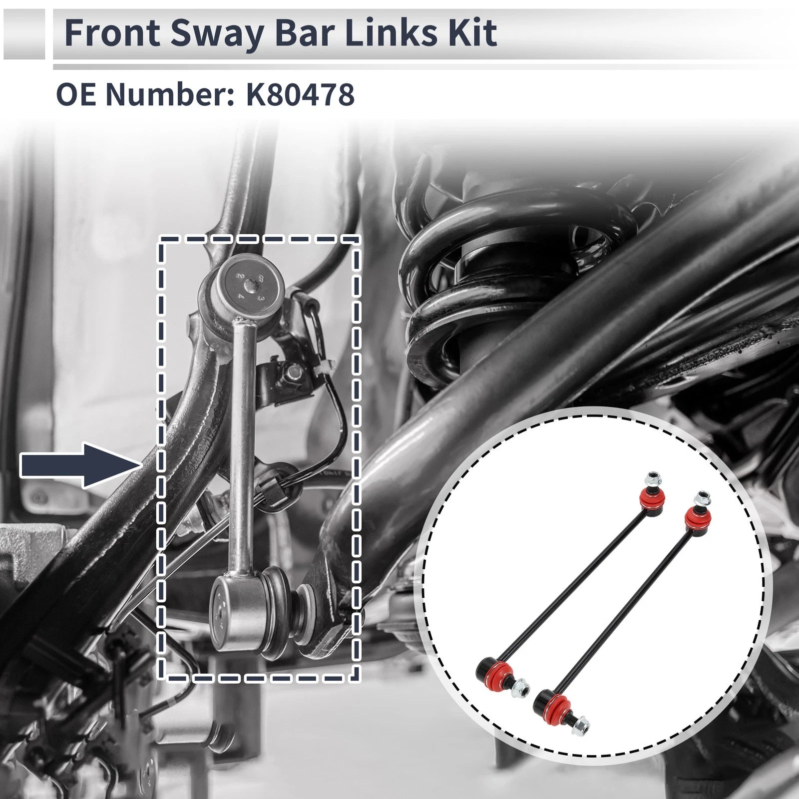 Set of 2 Front Stabilizer Bar Links for Audi A3 (2006–2019) No.K80478