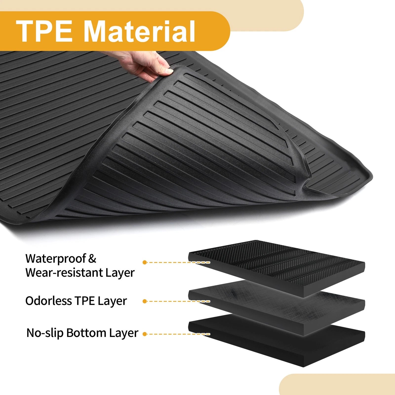 Cargo Liner Rear Trunk Mat for Honda Civic (2016–2021) TPE Vertical Stripes