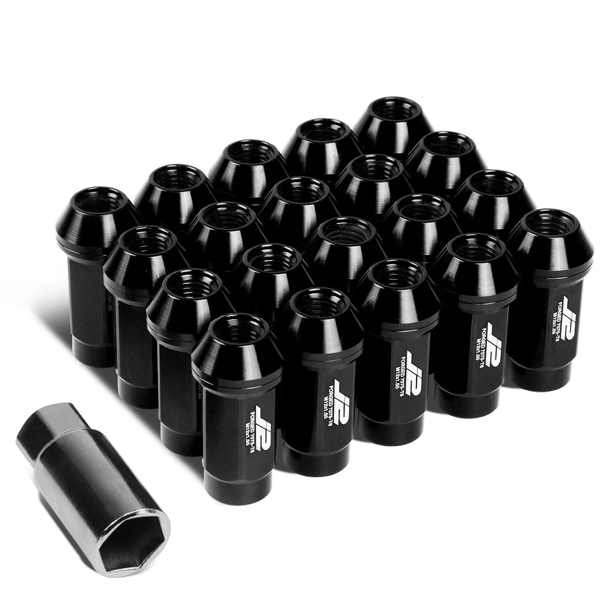 20 Pcs J2 7075 Forged Aluminum M12x1.5 Close-End Lug Nut Kit w/Adapter Black