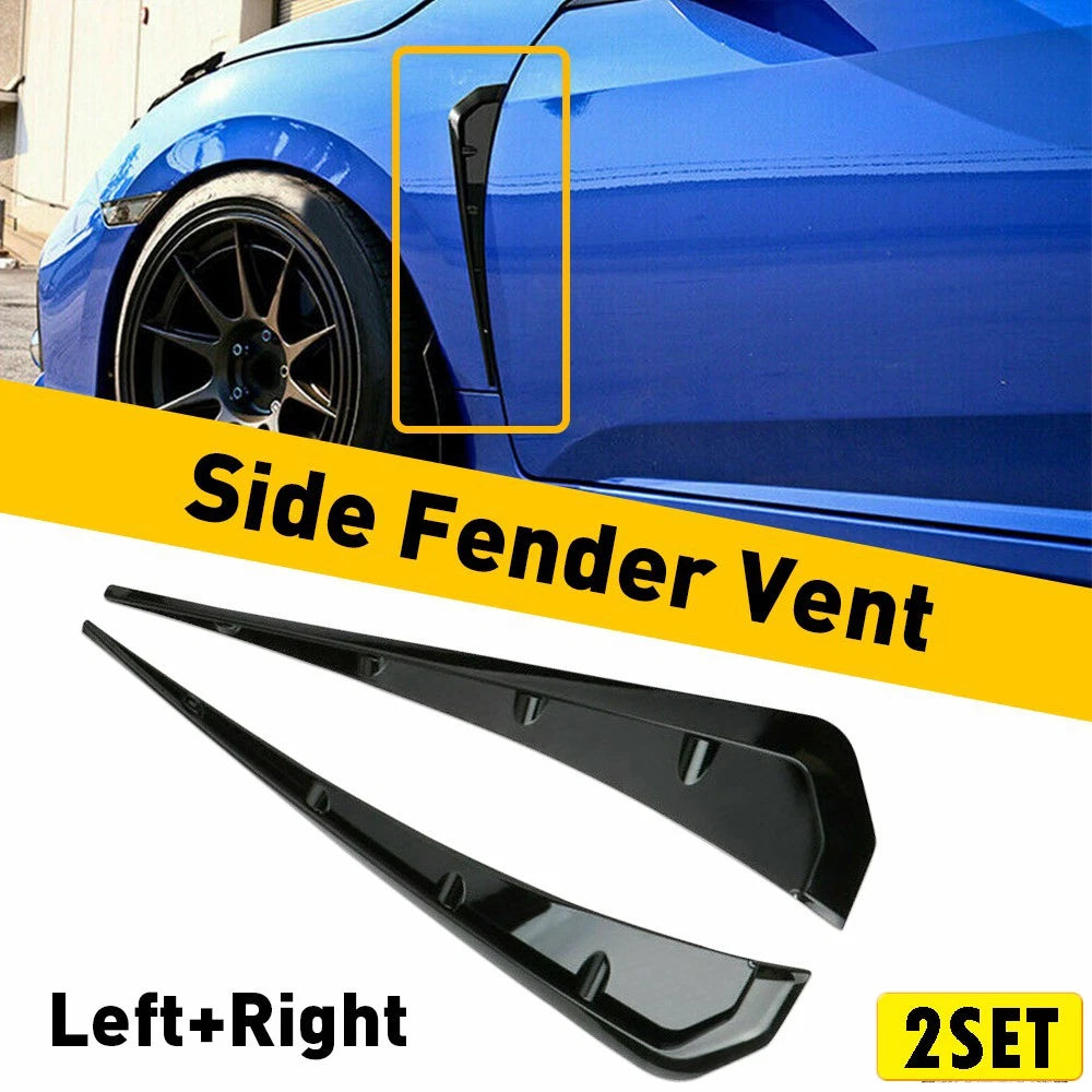 Set of 4 Glossy Black Fender Vent Air Wing Covers for Universal Fit
