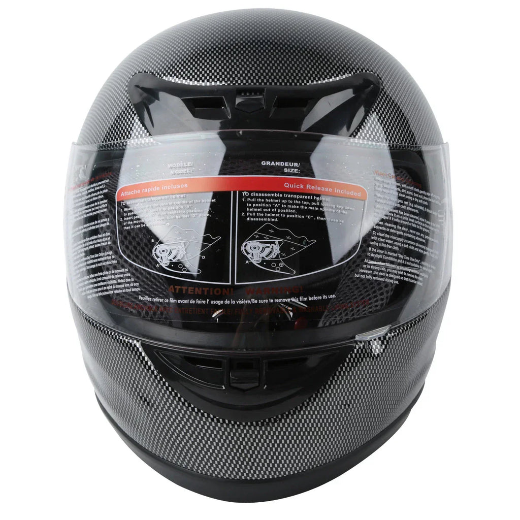 Carbon Fiber Black DOT Adult Flip Up Full Face Motorcycle Helmet - S M L XL
