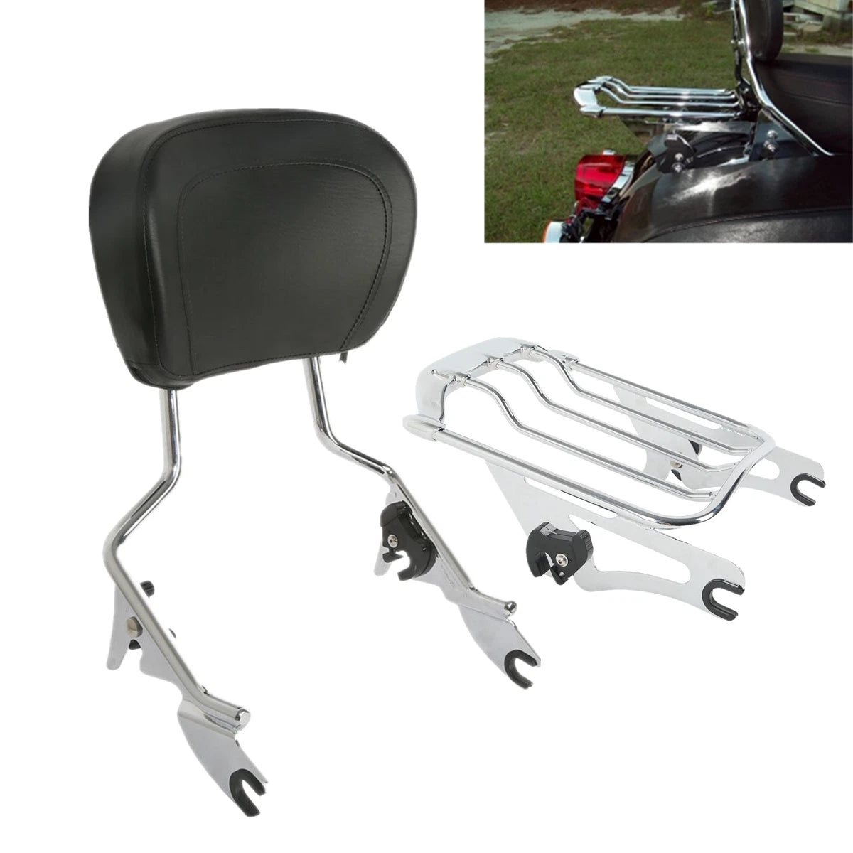 Sissy Bar Passenger Backrest Luggage Rack for Harley Touring Road Glide (2009–2025)