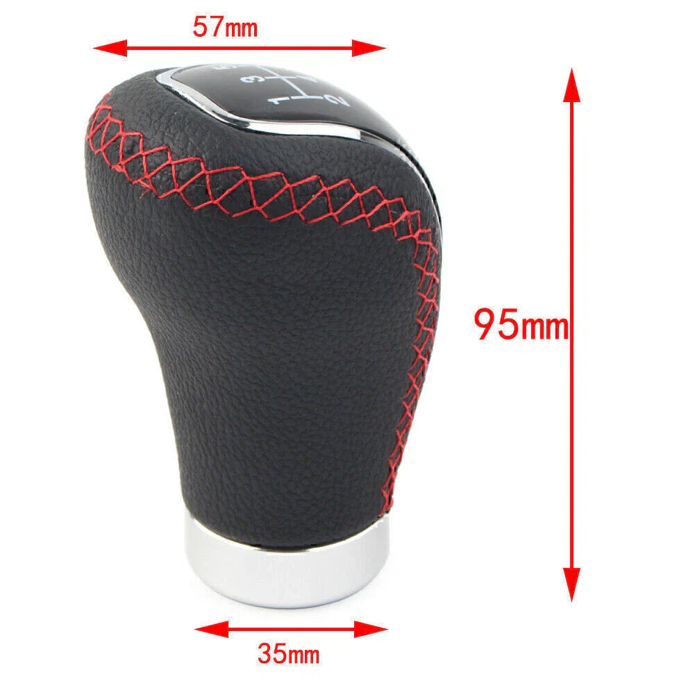 Black 5 Speed Leather Manual Gear Shift Lever Head for Car